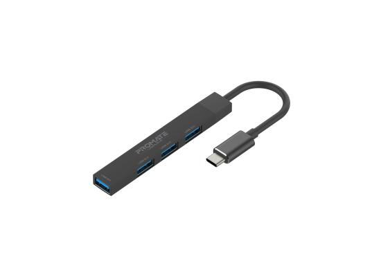 Promate LiteHub 4-in-1 Multi-Port USB-C Data Hub, Charge Adapter with USB-A Adapter